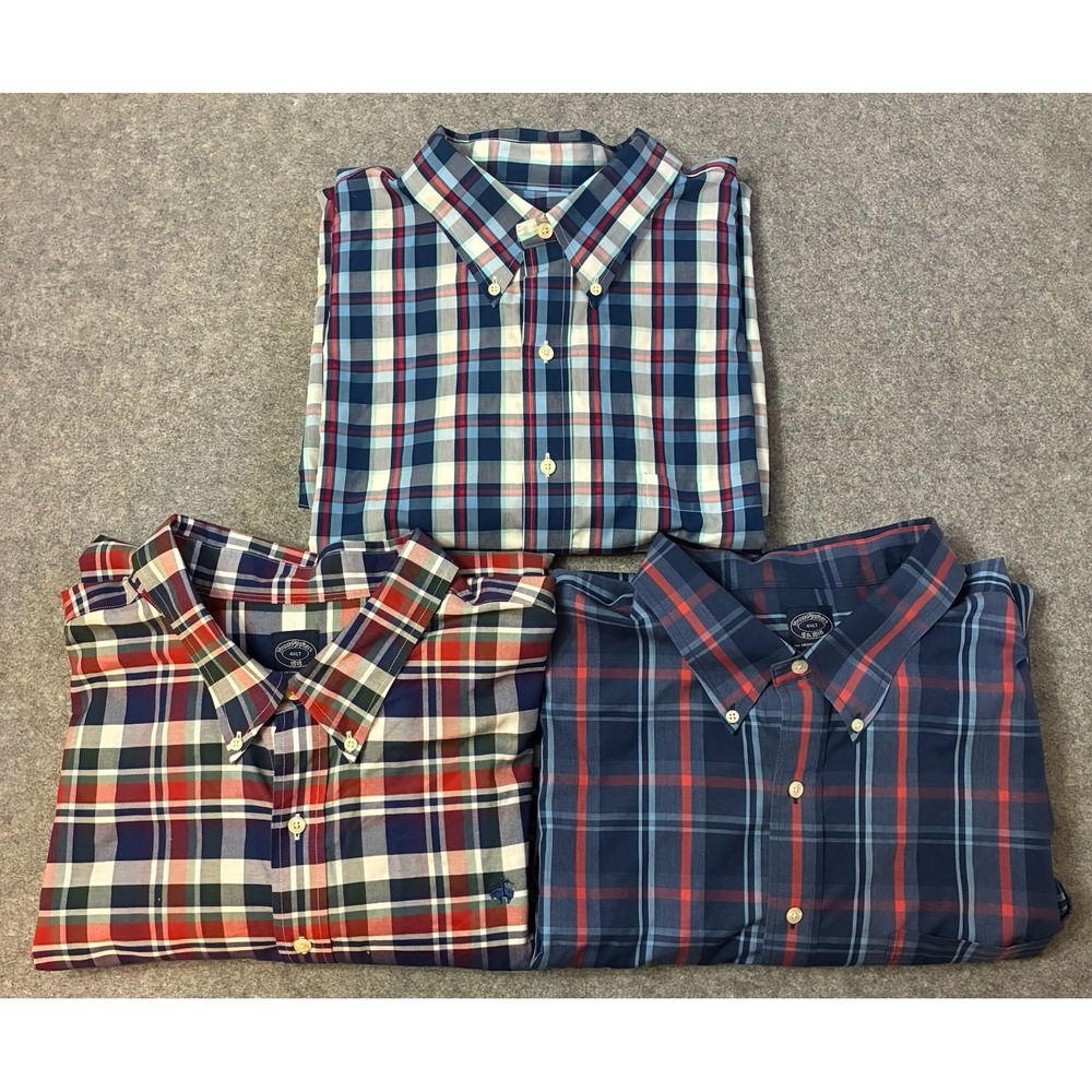 Brooks Brothers Mens 4XLT Long Sleeve Button Down Polo Shirt Non Iron Lot of 3